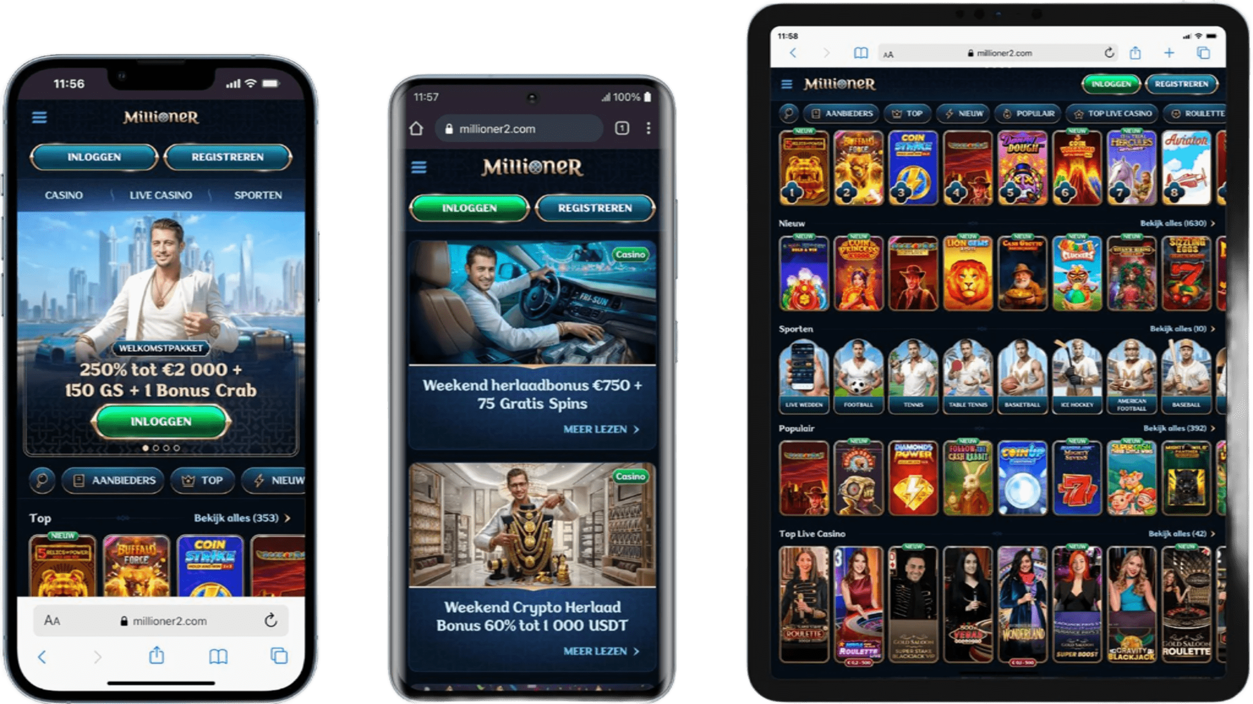 Millioner Casino App-Screenshot